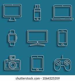 Digital devices outline icons