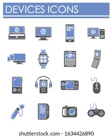 Digital devices related icons set on background for graphic and web design. Creative illustration concept symbol for web or mobile app.