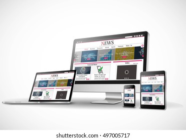 Digital Devices With Responsive News Website