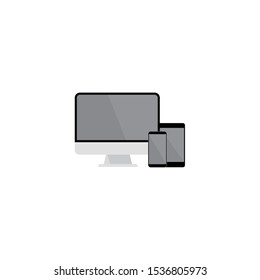 Digital devices: screen monitor, phone and tablet. Vector illustration