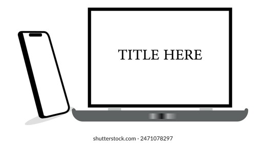 Digital devices screen template vector illustration on transparent background. Laptop, Computer and Mobile Phone Mockup.