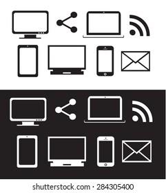 Digital devices vector black and white 
