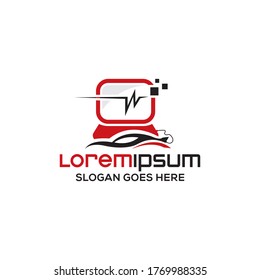 Digital Diagnostic Automobile Repair Logo Design Template Vector Eps