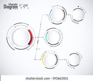 Digital diagram style. Diagram and flow chart of technology concept, presentation. Vector illustration.