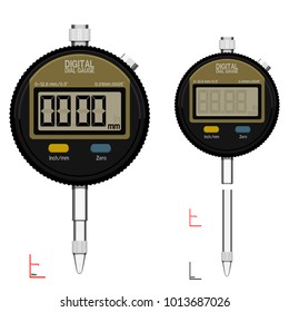 Digital dial gauge on transparent background. The unique components are perfect assembly.For variation of dimension which you want to measure

