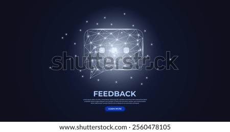 Digital dialogue bubbles in futuristic low poly wireframe style. Abstract communication, feedback, discussion, messenger, chat concept.