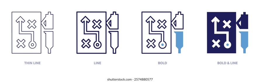 Digital differentiation icon in 4 different styles. Thin Line, Line, Bold, and Bold Line. Duotone style. Editable stroke.