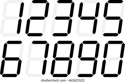 Digital Digits with incline, skew. Vector Illustration.