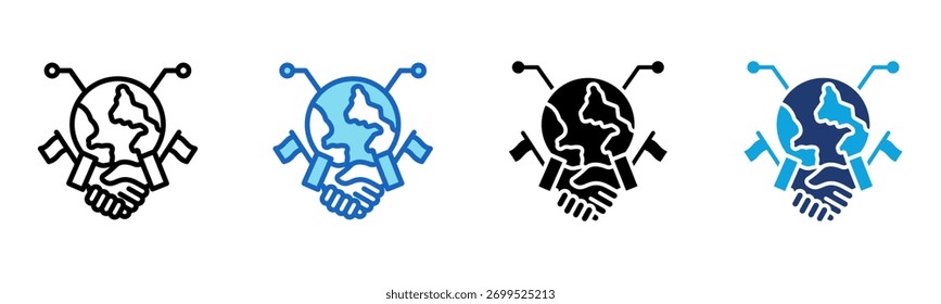 Icono de diplomacia digital Ilustración vectorial de estilo múltiple