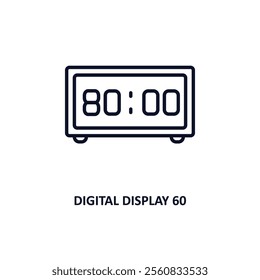 digital display 60 outline icon.  Thin line icon from education collection. Editable vector isolated on white background