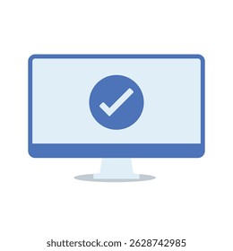 Vídeo digital com um tique azul. Representa confirmação, conclusão ou contrato.