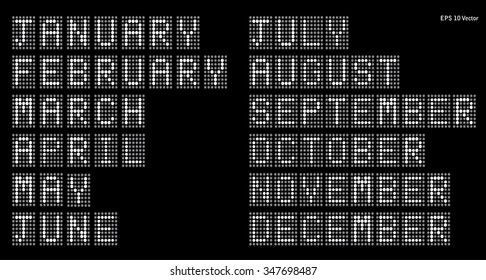 Digital Display - Calendar Months - EPS10 Vector