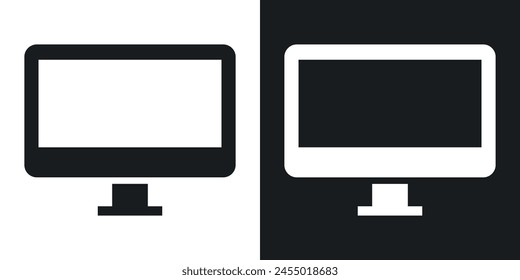 Digital Display Icons. Computer Monitor, TV Screen, and LED Display Vector Set.