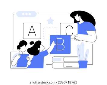 Digital display isolated cartoon vector illustrations. Teacher with children in virtual classroom, smart classes, video conferencing, remote learning process, education software vector cartoon.