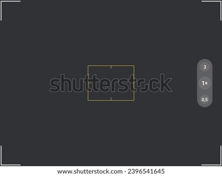 Digital display video recorder grid. Mobile phone camera viewfinder with square target on dark background.