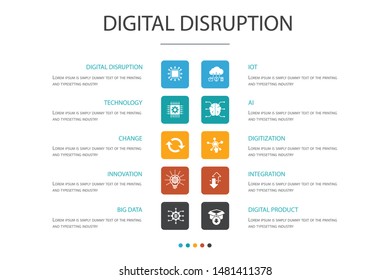 digital disruption Infographic 10 option concept. technology, innovation, IOT, digitization simple icons