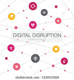 digital disruption trendy web template with simple icons. Contains such elements as technology, innovation, IOT, digitization