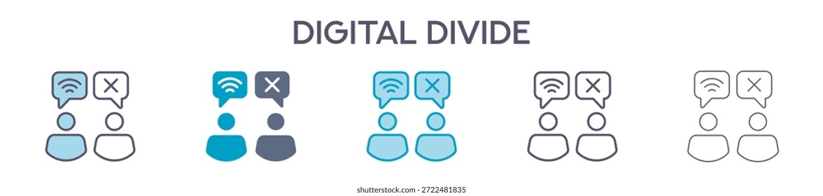 Digital Divide Element For Design Graphic - Multi Styles. Vector Illustration Of Two Colored And Black. Multiple Icons Designs Can Be Used For Mobile, Ui, Web