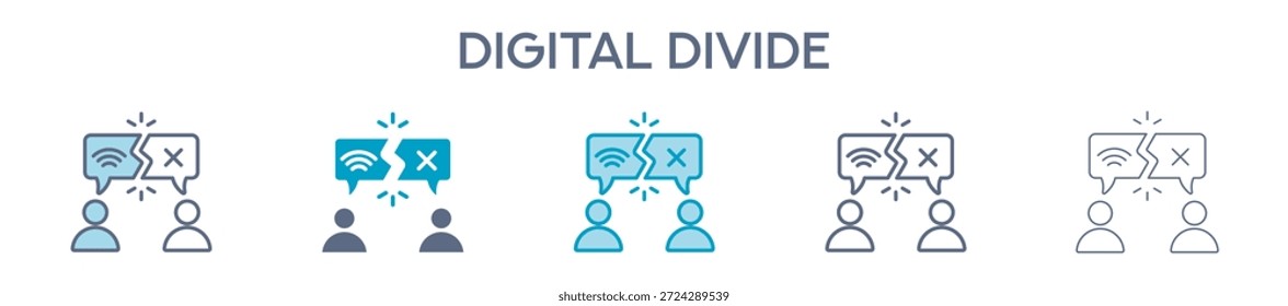 Elemento De División Digital Para Diseño Gráfico - Estilos Múltiples. Ilustración vectorial De Dos Colores Y Negro. Los Diseños Múltiples De Los Iconos Se Pueden Utilizar Para El Móvil, Ui, Web