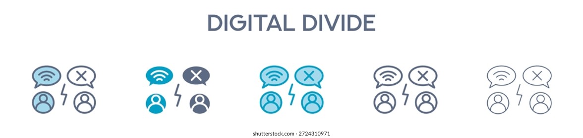 Elemento De División Digital Para Diseño Gráfico - Estilos Múltiples. Ilustración vectorial De Dos Colores Y Negro. Los Diseños Múltiples De Los Iconos Se Pueden Utilizar Para El Móvil, Ui, Web