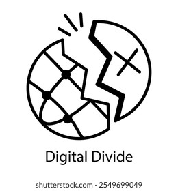 Digital divide icon in line style