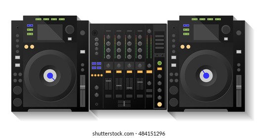 Digital DJ deck, mixer. Vector