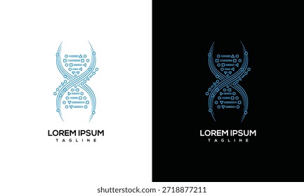 Logotipo digital de la hélice del ADN - Ciencia de la Tecnología.