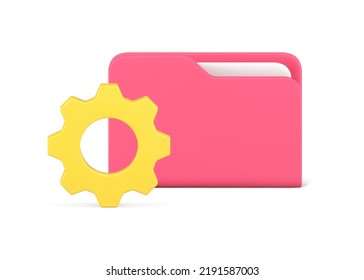 Digital document folder storage cloud backup reserve copy optimization 3d icon vector illustration. Electronic archive information catalog database management organization web administration