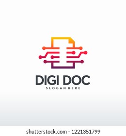 Digital Document logo designs concept vector, Pixel Document logo template, technology Data Icon logo