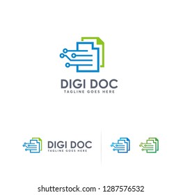 Digital Document logo designs concept vector, Technology Page logo template