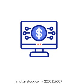 digital dollar coin icon vector illustration