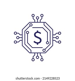 Design der digitalen Dollar-Währung einzeln auf weißem Hintergrund