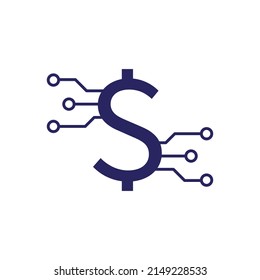 Digital dollar currency icon design. isolated on white background