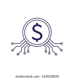 Digital dollar currency icon design. isolated on white background
