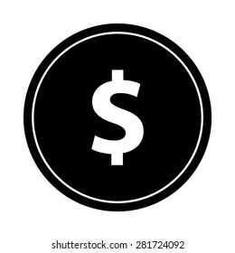 Digital dollar icon currency symbol  for transaction in a glyph pictogram illustration