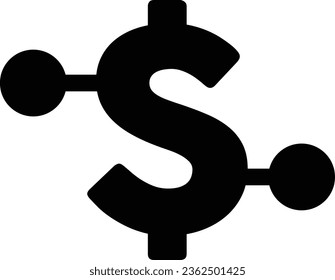 Digital dollar icon vector currency symbol for digital transactions for asset and wallet in a flat color glyph pictogram illustration