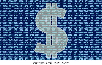 Digital Dollar. A U.S. Central Bank Digital Currency. Dollar icon from binary code. The illustration is made in the style of cyberpunk in blue colors. Vector illustration