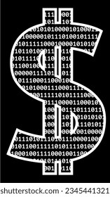 Digital Dollar. A U.S. Central Bank Digital Currency. Dollar icon from binary code. Vector illustration