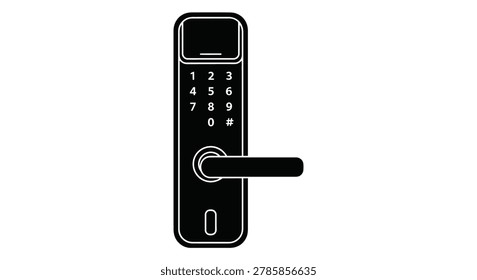 digital door lock with keypad and handle black silhouette