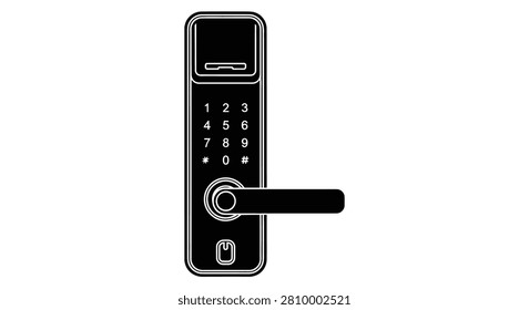 Digital door lock with keypad and handle black silhouette doorlock electronic