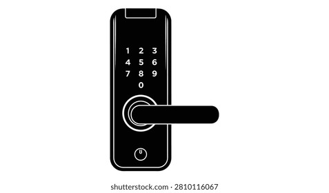 Digital door lock with keypad and handle black silhouette doorlock electronic