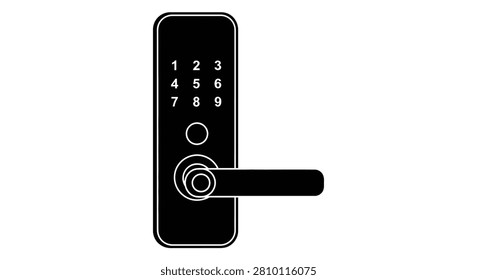 Digital door lock with keypad and handle black silhouette doorlock electronic