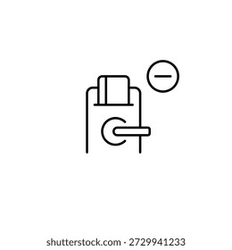 Digital door lock and minus. Access restricted, permission revoked. Pixel perfect, editable stroke vector icon