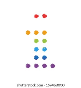 Digital dot info, information symbol. Drawing sign with LGBT style, seven colors of rainbow (red, orange, yellow, green, blue, indigo, violet