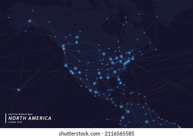 digital dot map centered on North America.