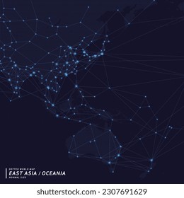 A digital dot map centered on East Asia and Oceania.