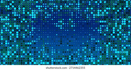 Digitale Punktauflage oder Polka gepunktete Technologie blauer Hintergrund. Vektorgrafik