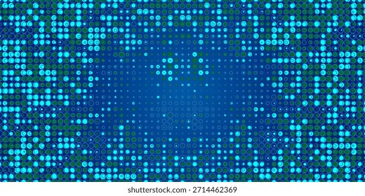 Superposición digital de puntos o fondo azul de tecnología de lunares. Ilustración vectorial