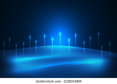 línea de puntos digitales sobre fondo abstracto.