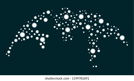 Digital Dotted Map of the World. Christmas Space Design. Technologies Touching Future Concept. Vector Illustration